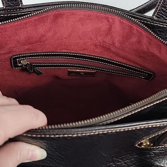 Elaine Turner Dark Brown Pebbled Leather Tote Bag Purse with Gold Hardware - Picture 6 of 7